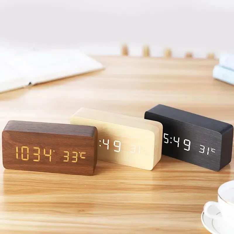 Rustic Wooden LED Desk Clock