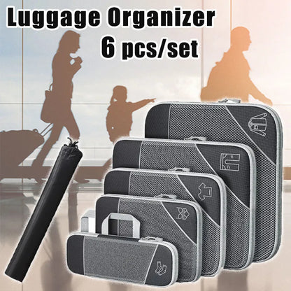 Compact Travel Packing Cube Set 6pc Waterproof Bags