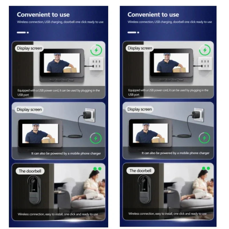 Wireless Smart Doorbell with Camera and Night Vision