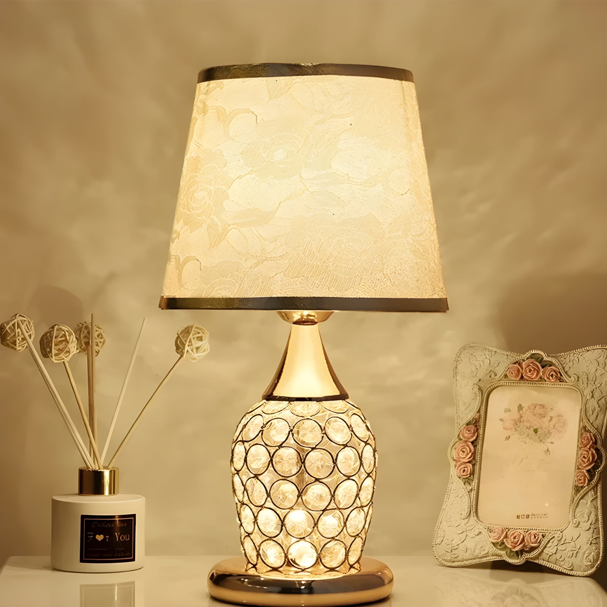 Stylish Crystal Glass Table Lamp with LED Touch Control - Befez