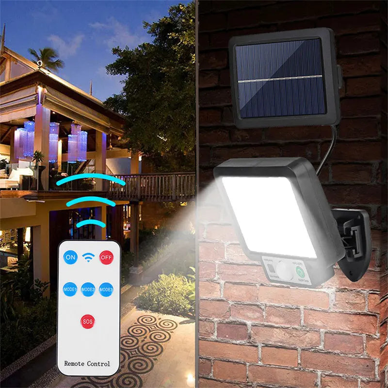 Outdoor Solar Motion Sensor Light with 72 LEDs & Remote - Befez