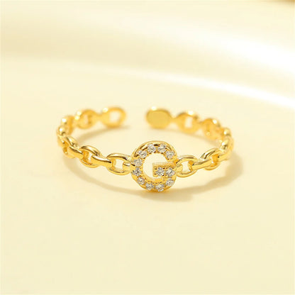 Delicate Diamond Initial Letter Ring