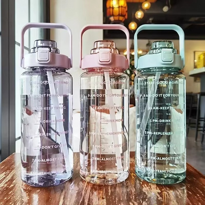 Big 68oz Insulated Gym Water Bottle with Straw and Timer