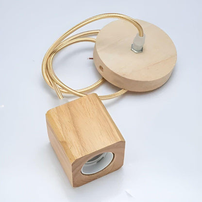 Rustic Wood Hanging Lamp with Warm Glow