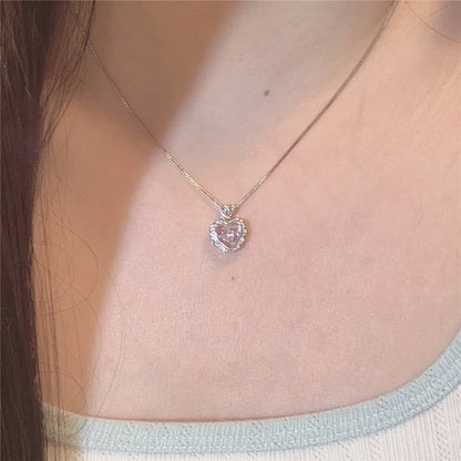 Sparkling Heart Shaped Crystal Necklace