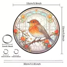 Colorful Owl Glass Window Hanging Decoration