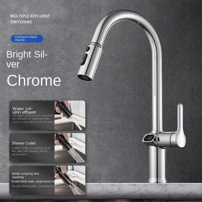 Modern Kitchen Faucet with Touch Screen and Rotating Spout