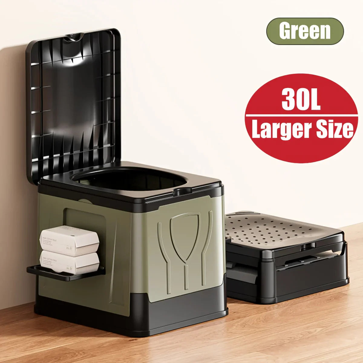 Collapsible Outdoor Toilet | Portable Potty with Lid | Large & Durable