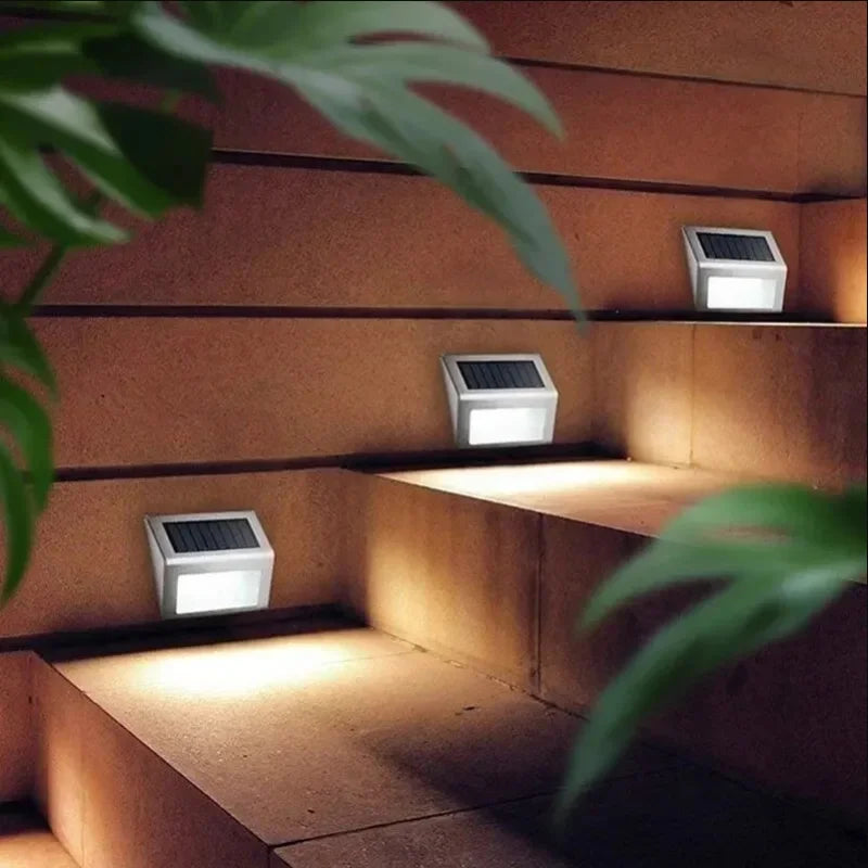 Outdoor Solar Powered Step Light Stainless Steel