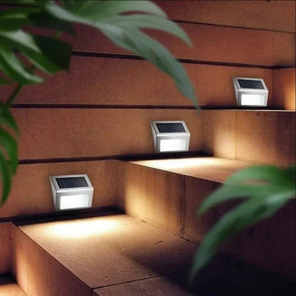 Outdoor Solar Powered Step Light Stainless Steel