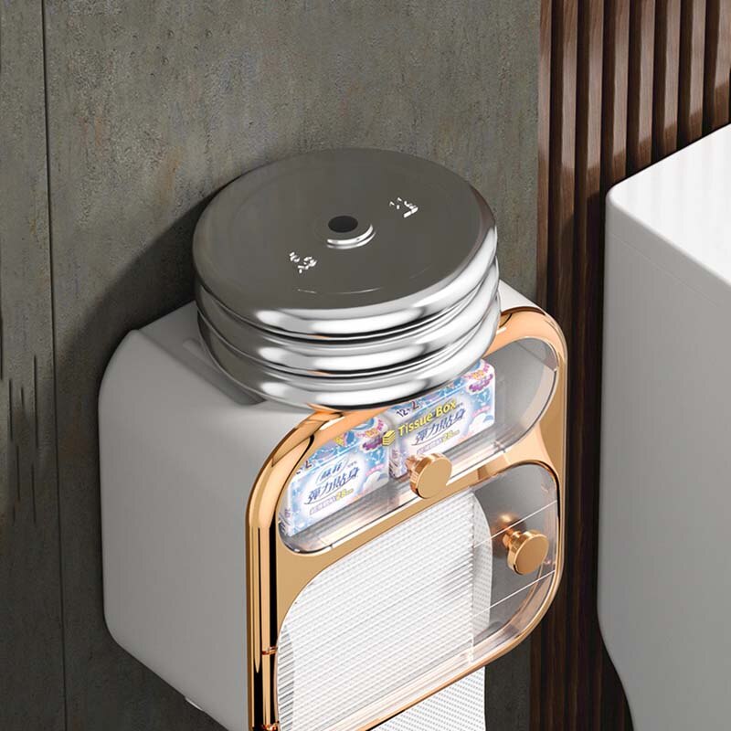 Space-Saving Wall Mount Toilet Paper Holder Storage
