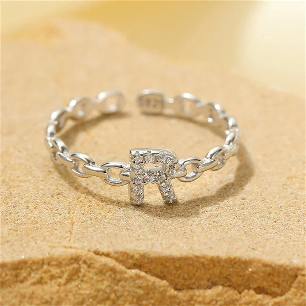 Delicate Diamond Initial Letter Ring
