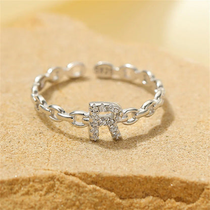 Delicate Diamond Initial Letter Ring