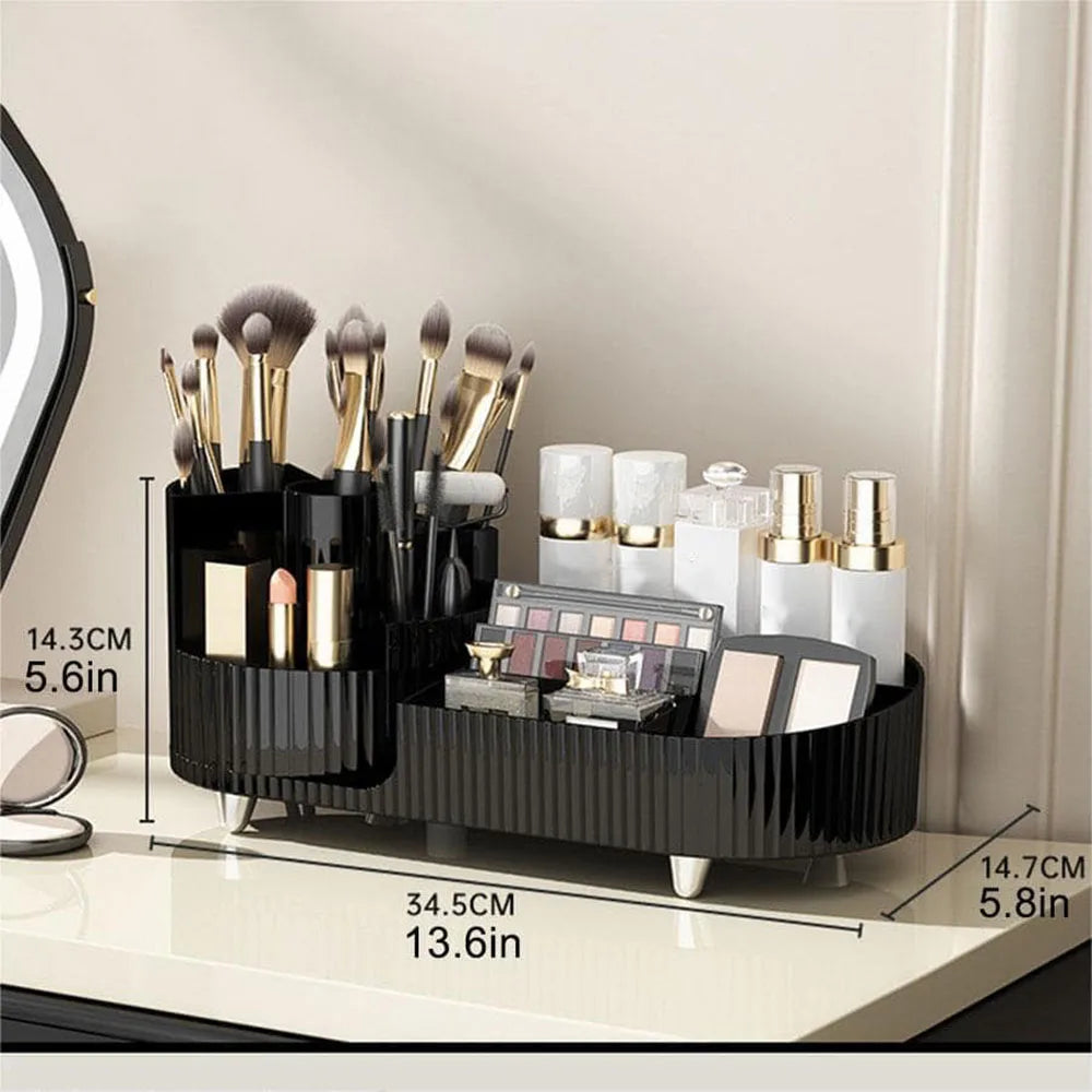 Premium Cosmetic Storage with Compact Rotating Tray