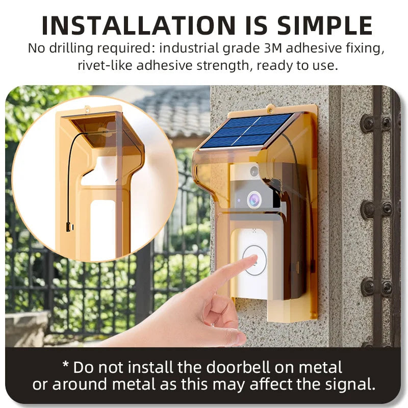 Wireless Solar Powered Wi-Fi Video Doorbell Camera