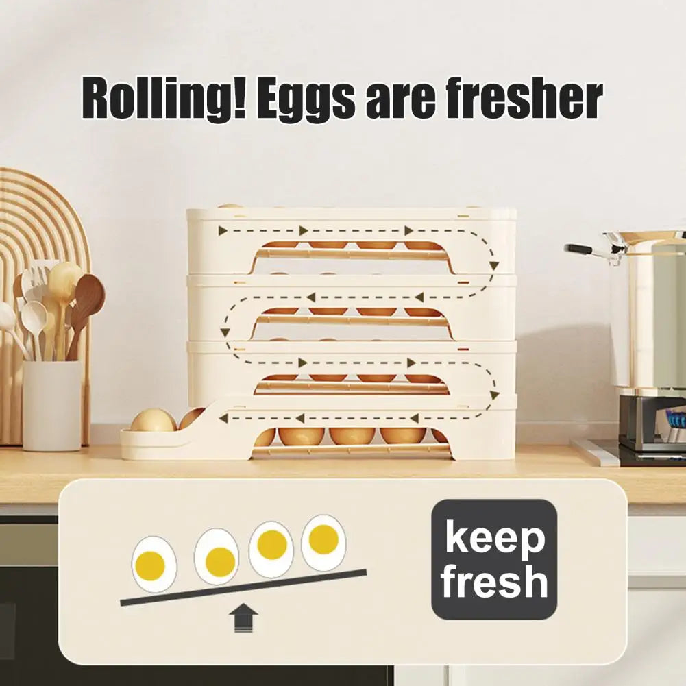 Clear 4-Tier Rolling Egg Storage Container