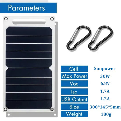 Portable 30W Solar Charger Panel for Phone & Camp