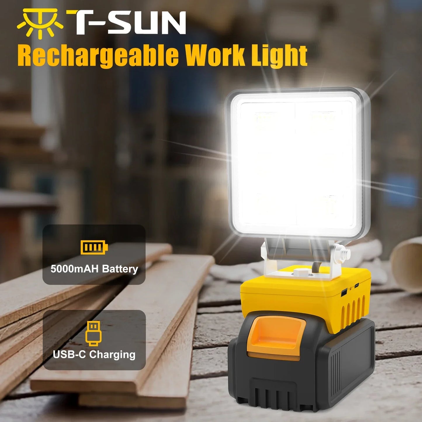 Bright 48 LED Portable Worksite Spotlight 5200 Lumen