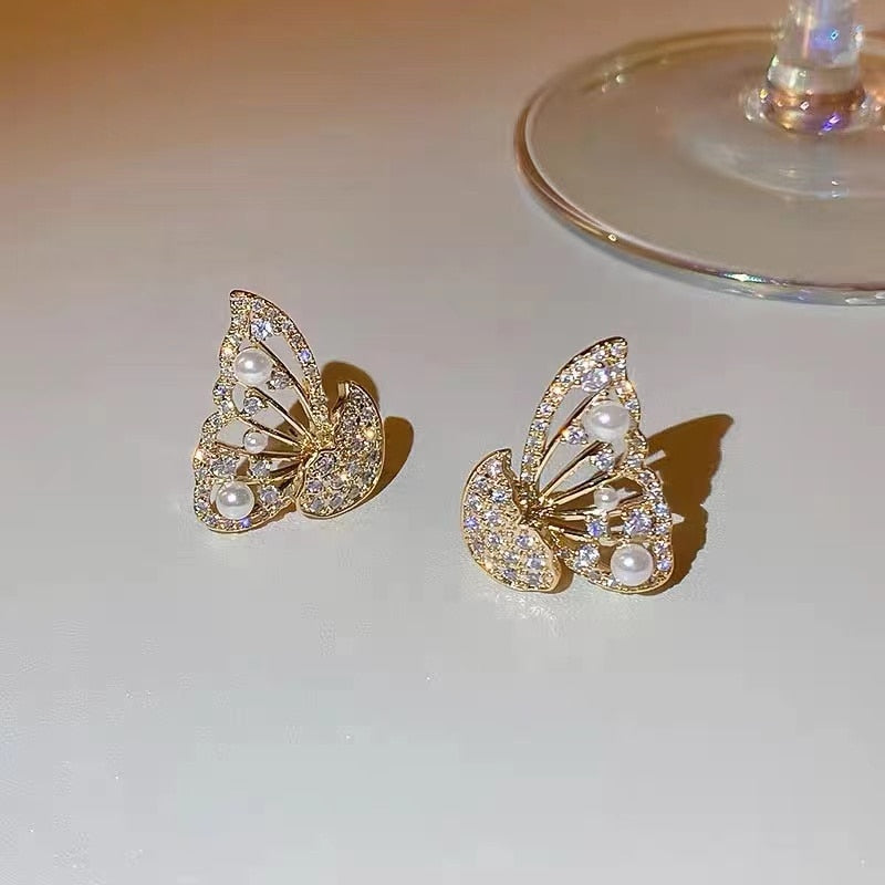 Sparkly Zircon Drop Earrings Korean Fashion Style