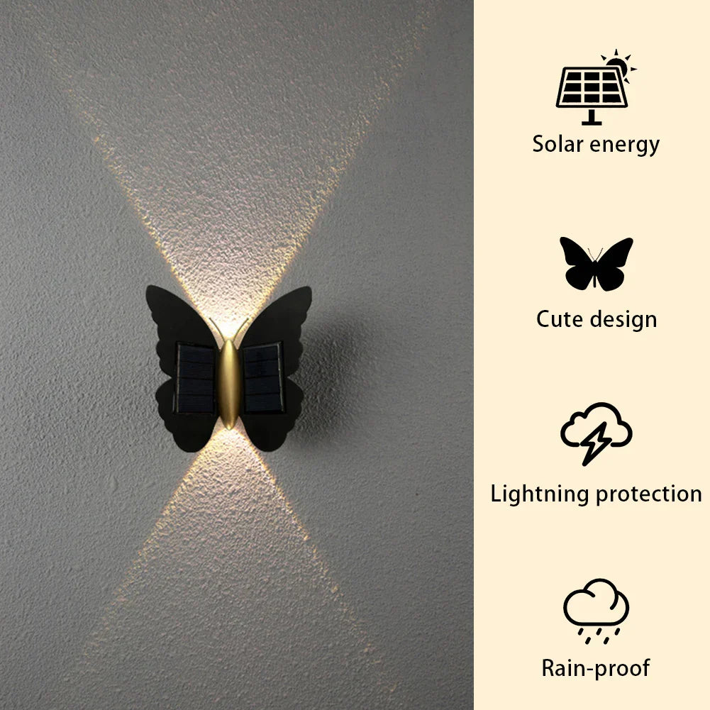 Solar Powered Butterfly Wall Lamp with Motion Sensor