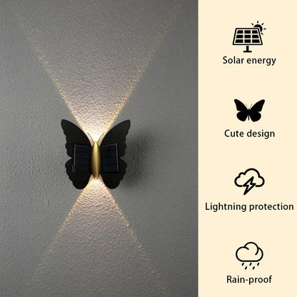 Solar Powered Butterfly Wall Lamp with Motion Sensor