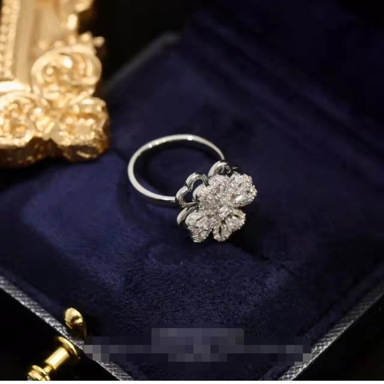 Sparkling Floral CZ Four Leaf Ring