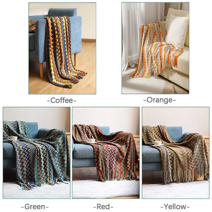Cozy Fringe Throw Blanket Rustic Red Plush