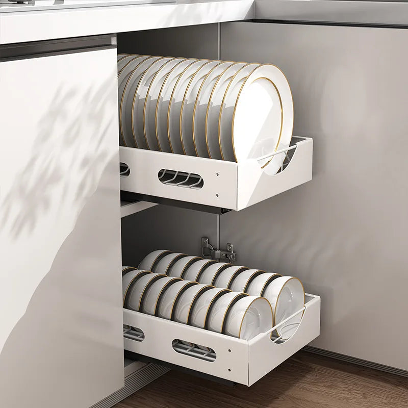 Space Saving Under Cabinet Dish Storage Rack