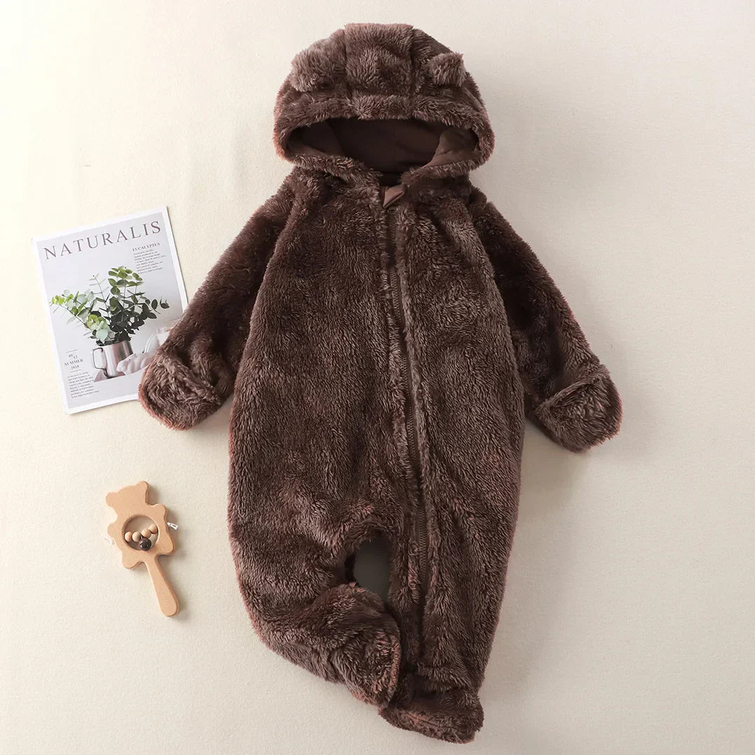 Warm Baby Romper with Hooded Design
