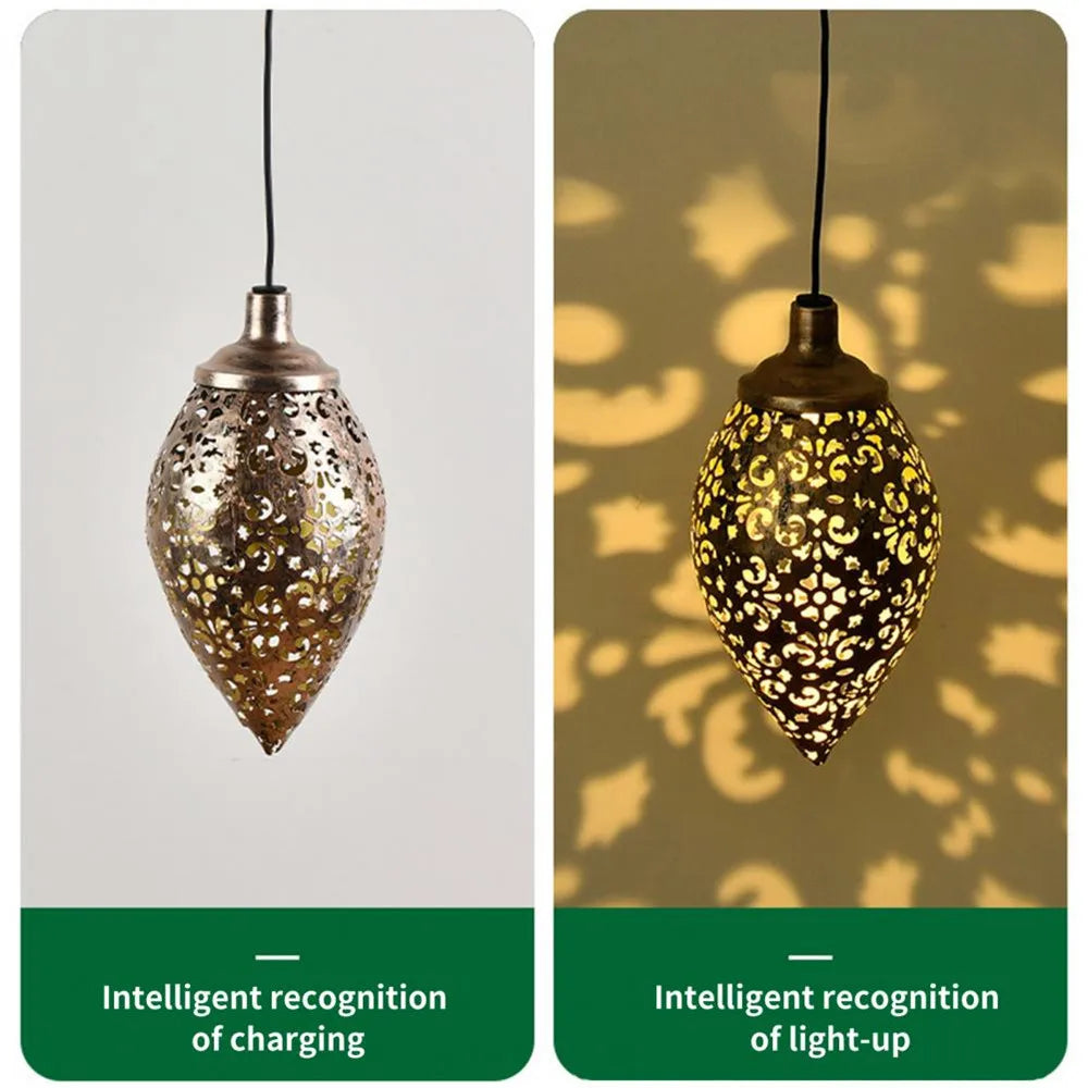 Solar Powered Metal Garden Lamp Outdoor Drop Design