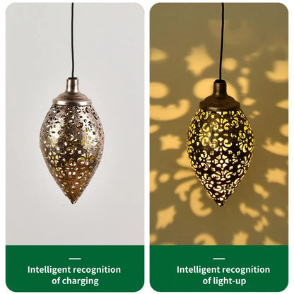 Solar Powered Metal Garden Lamp Outdoor Drop Design