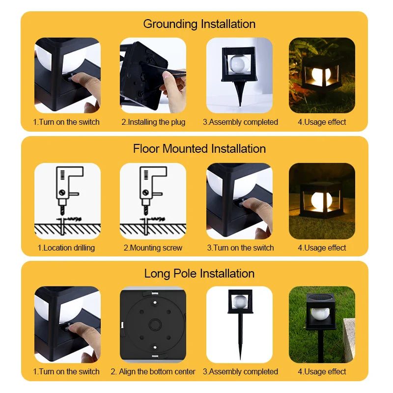Outdoor Solar Powered Garden Lamp Duo Light