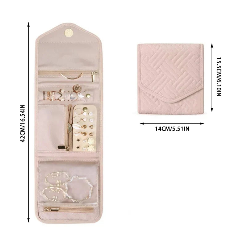 Portable Travel Jewelry Roll Up Pouch