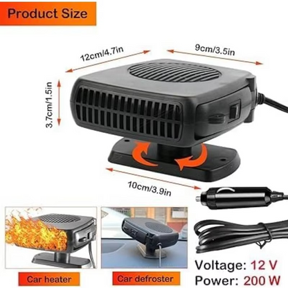 Compact Car Heater Defroster with Cooling Fan