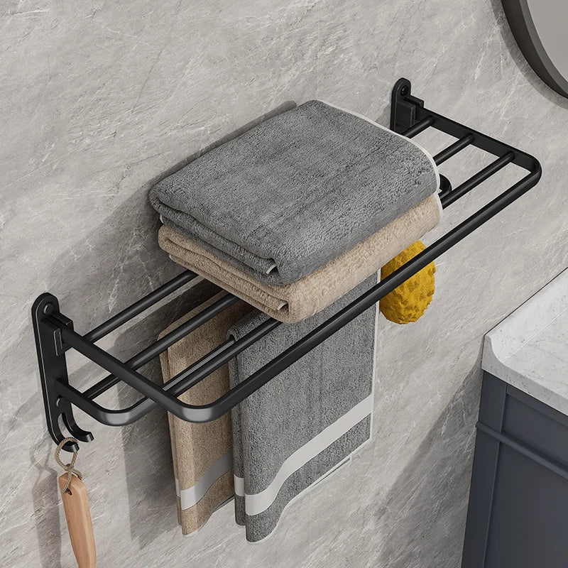 Compact Wall Mount Foldable Towel Holder