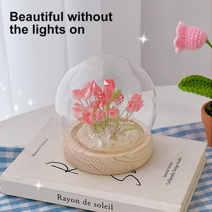 Beautiful Floral Glass Table Lamp