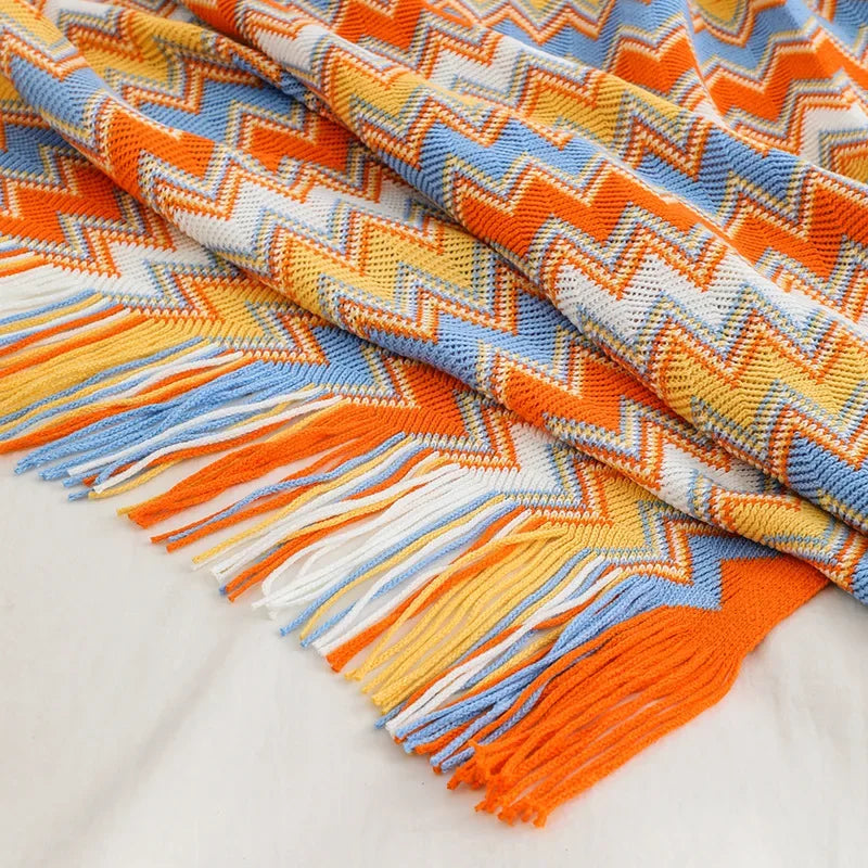 Cozy Fringe Throw Blanket Rustic Red Plush