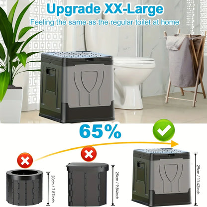 Collapsible Outdoor Toilet | Portable Potty with Lid | Large & Durable