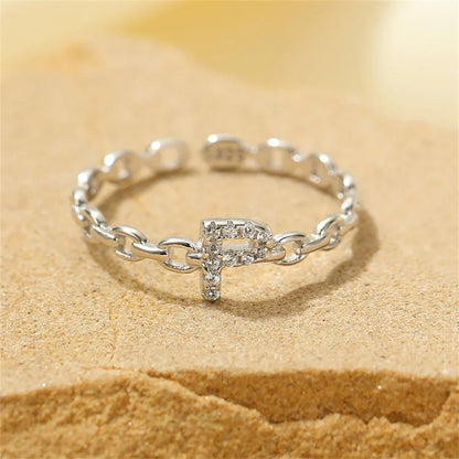 Delicate Diamond Initial Letter Ring