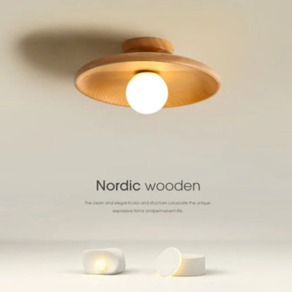 Rustic Wooden Ceiling Light with Soft LED Glow