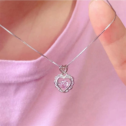Sparkling Heart Shaped Crystal Necklace