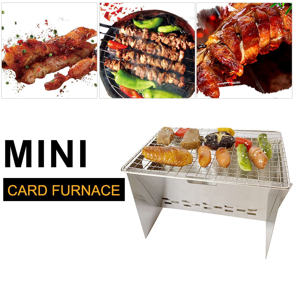 Compact Outdoor Collapsible Stainless Steel BBQ Grill