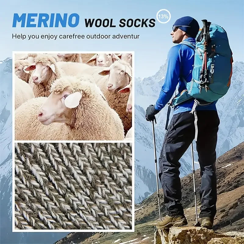 Thermal Merino Wool Hiking Socks for Men and Women
