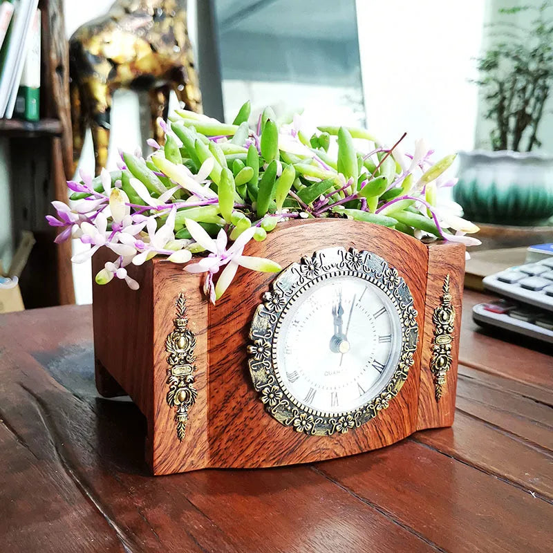Rustic Floral Table Clock Decoration