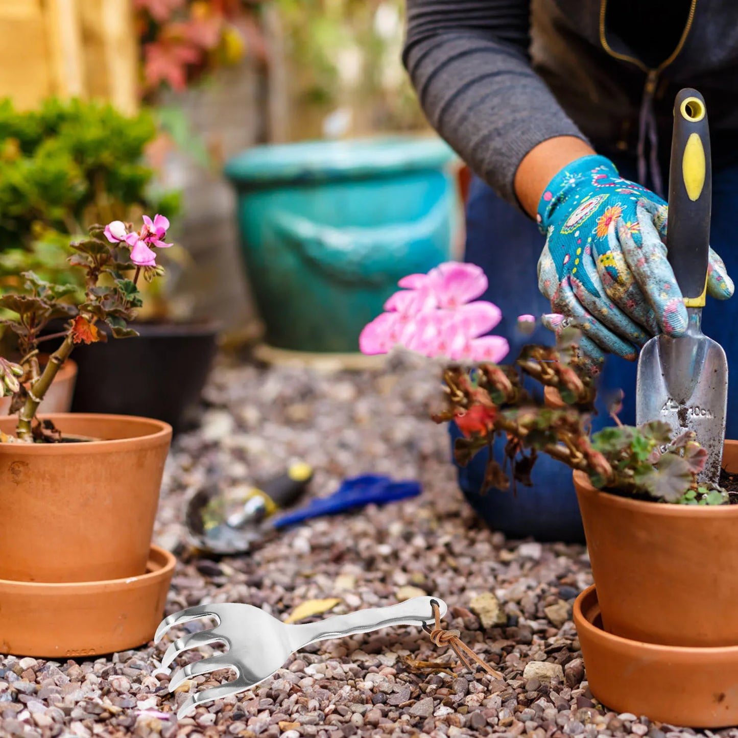 Compact Garden Hand Rake Tool