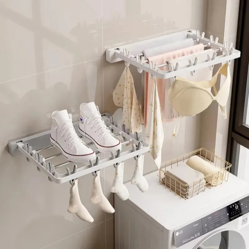 Compact Folding Wall Dryer with Towel Holder