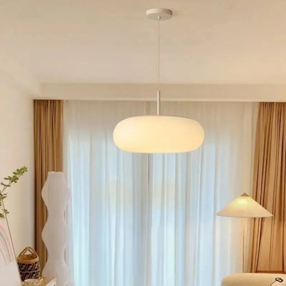 Stylish White Pendant Light with Soft LED Glow