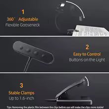 Portable LED Desk Lamp with Adjustable Brightness and USB Charging