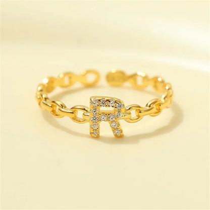 Delicate Diamond Initial Letter Ring