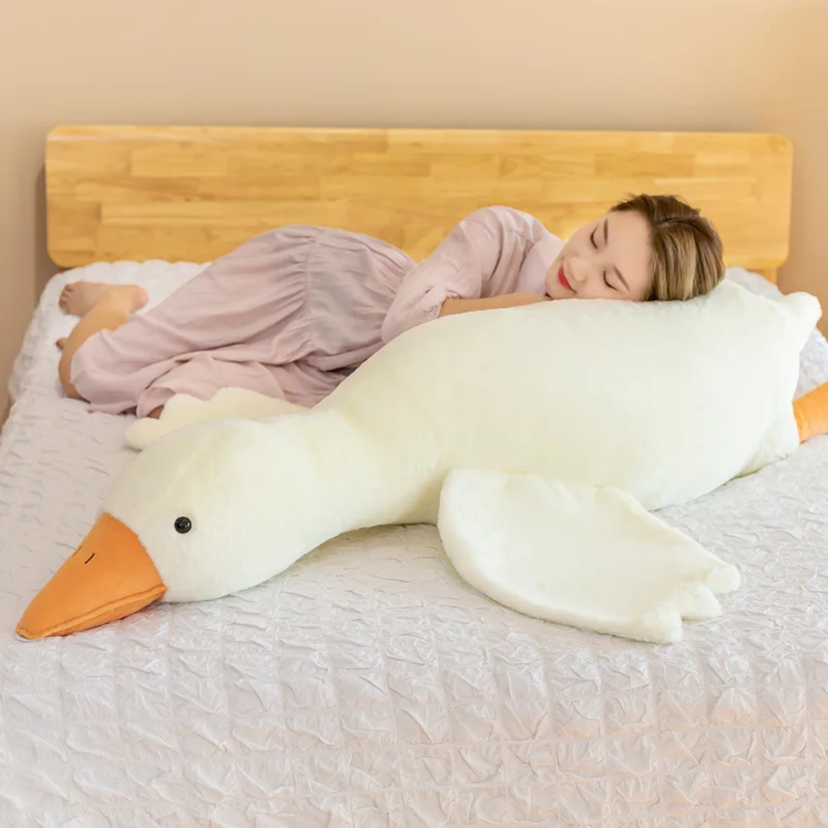 Soft White Plush Goose Cushion Toy